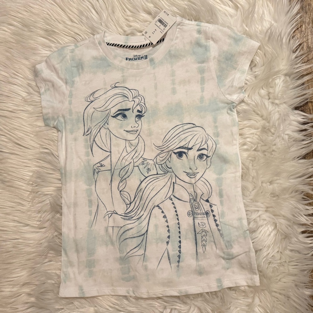 Disney Frozen II‎ Girls M 7/8 Elsa Anna Tie Dye Graphic Tee NWT